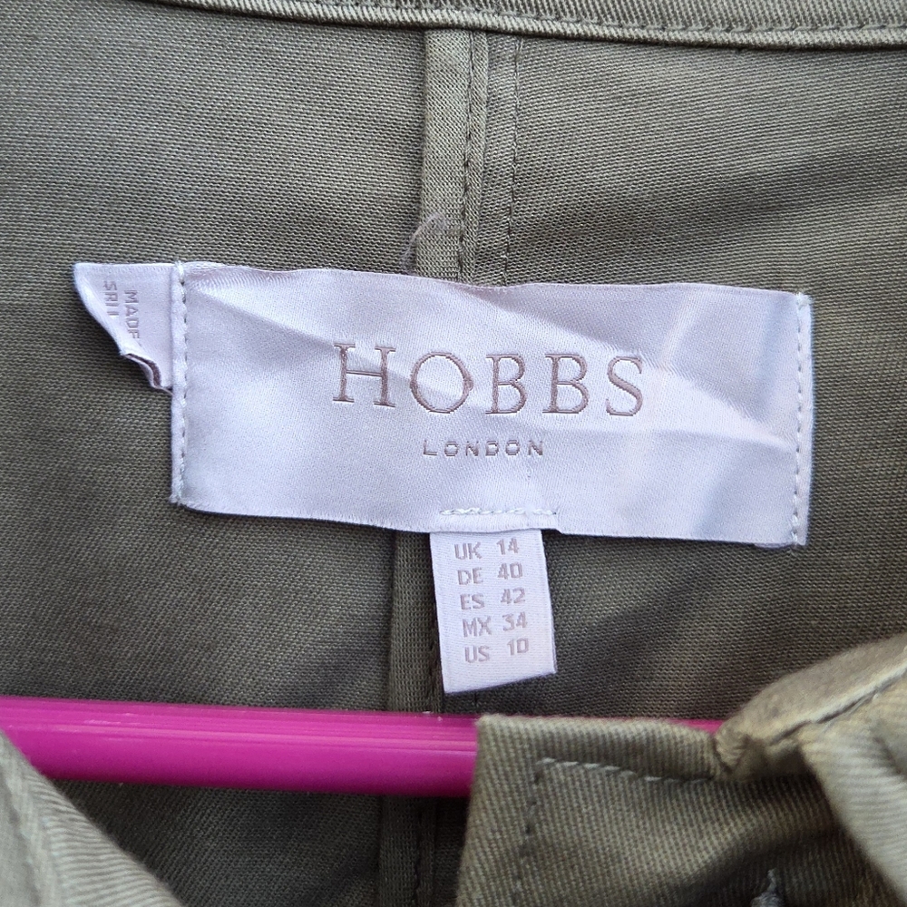 Hobbs London Farrah Cotton Blend Jacket Army Green Olive Size 10 - Picture 8 of 12